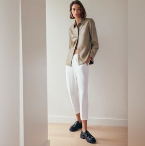 Aritzia Babaton Atelier Conan Cropped Pants White Pull On Womens Size 10